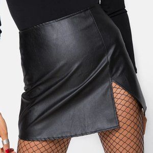 NWT MOTEL ROCKS Wren Faux Leather Mini Skirt in Black Size Small